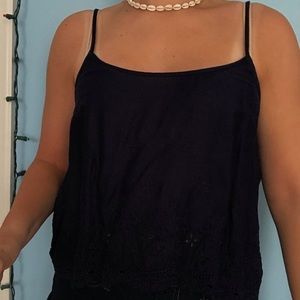 Lauren Conrad Blue Eyelet Tank Top